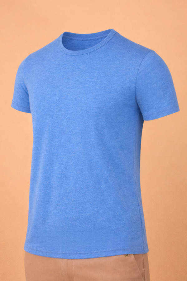 Playera Hombre Azul Casual Manga Corta de Algodón